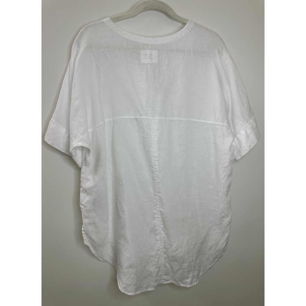 Marks & Spencer M&S Pure Linen V-Neck Popover Top White US Size 10 Lagonlook - Picture 10 of 11